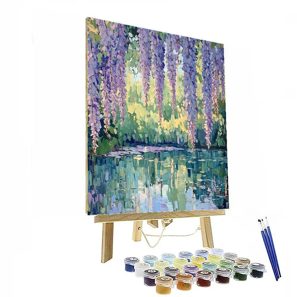 Claude Monet Inspired Blossoming Wisteria Over Pond Paint by numbers art