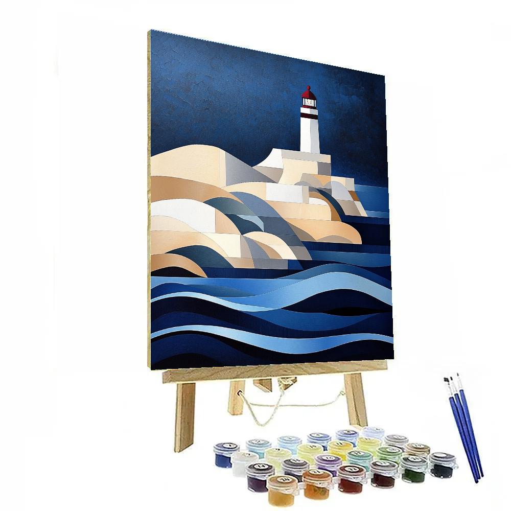 Pablo Picasso Inspired Cubist Lighthouse Cliffscape Painting by numbers kit