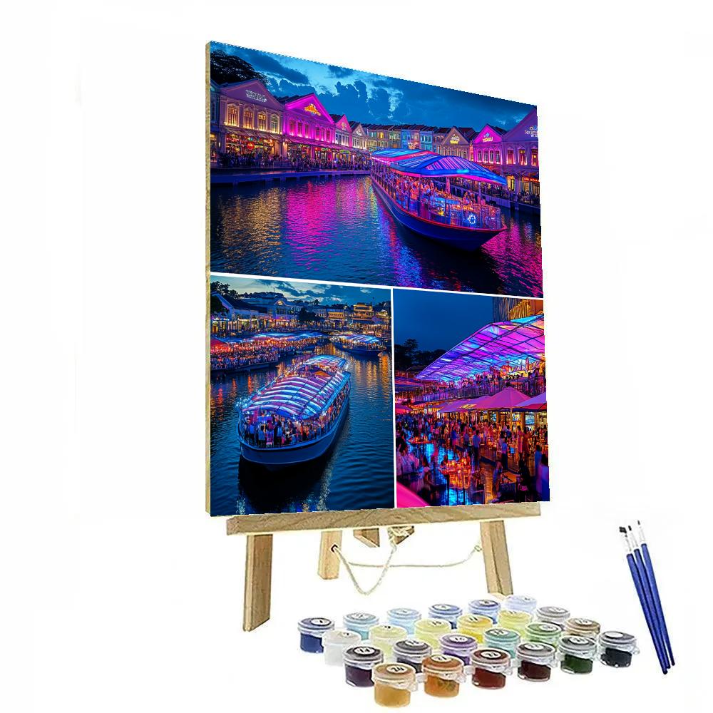 Evening At Clarke Quay Riverside Singapore DIY paint by numbers