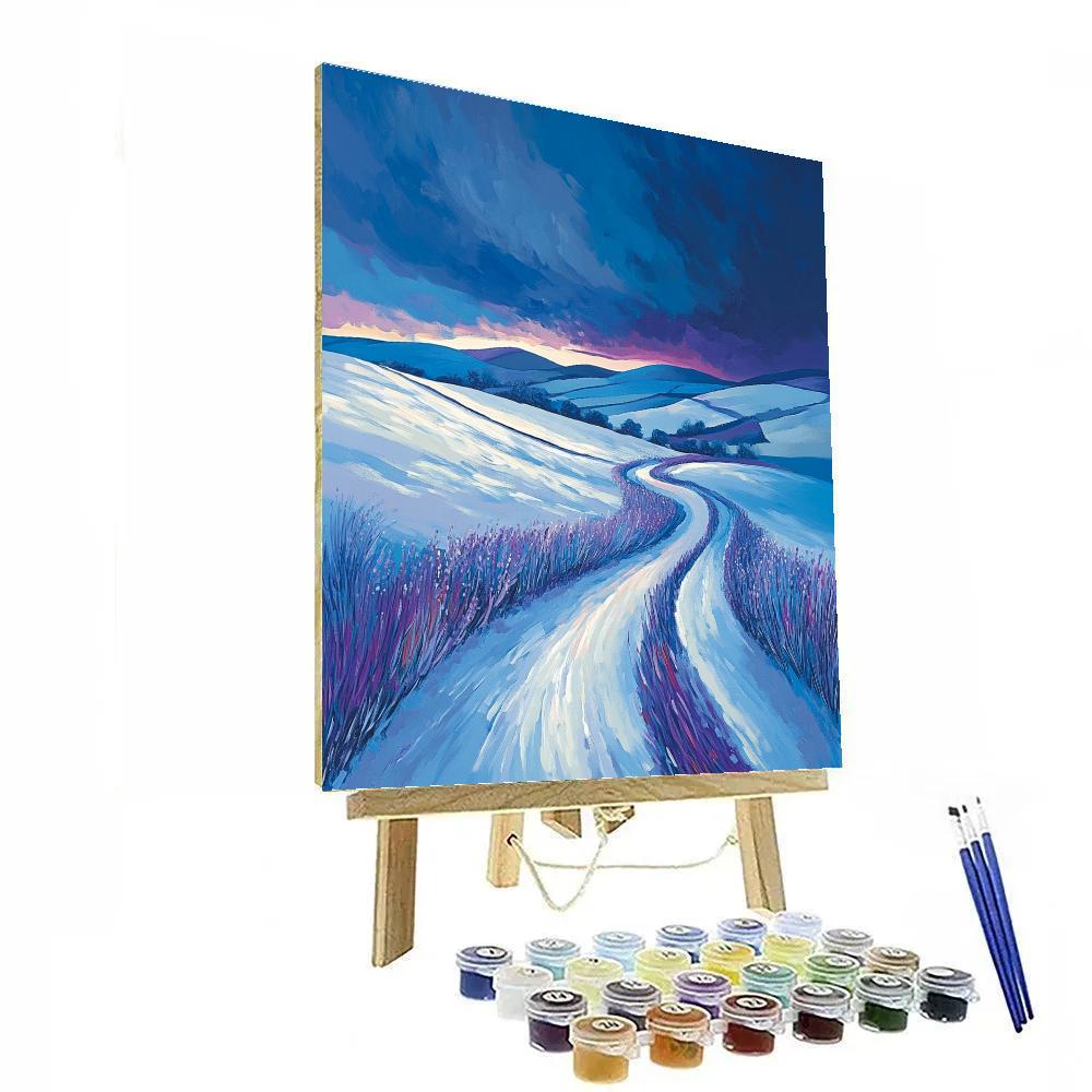 Frederick Varley Inspired Frostfire Meadow Under Cobalt Stormlight paint by numbers