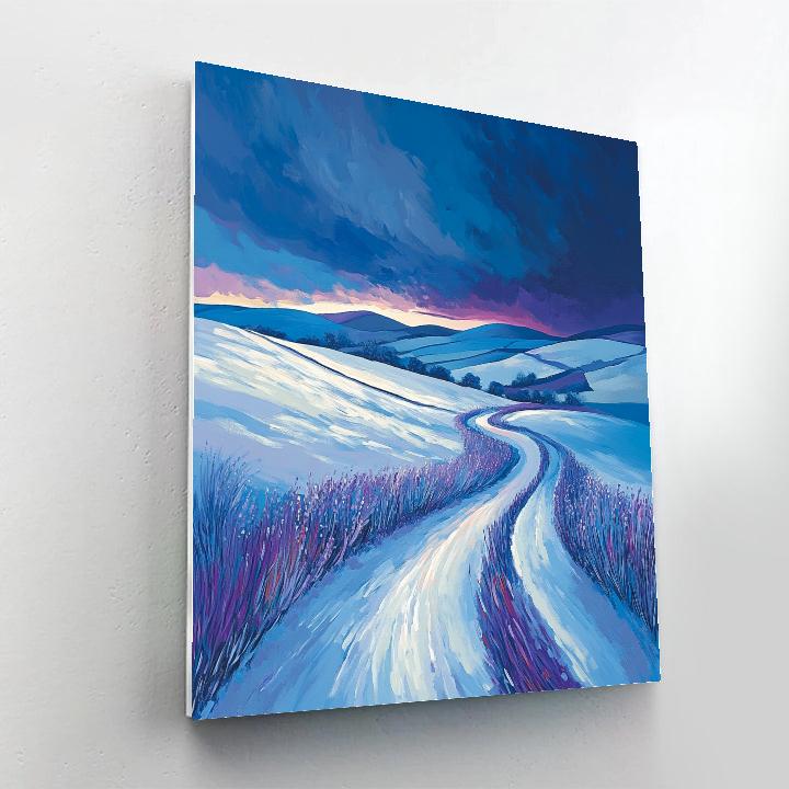 Frederick Varley Inspired Frostfire Meadow Under Cobalt Stormlight paint by numbers