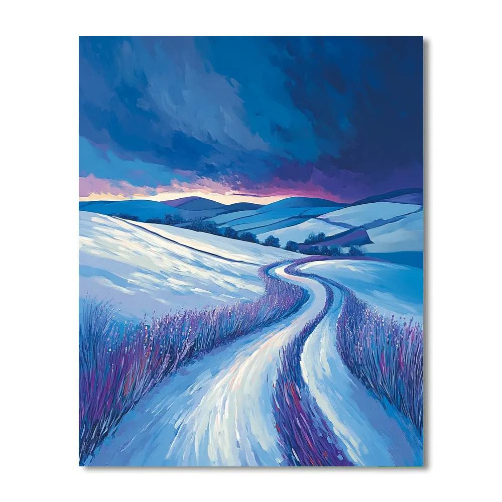 Frederick Varley Inspired Frostfire Meadow Under Cobalt Stormlight paint by numbers