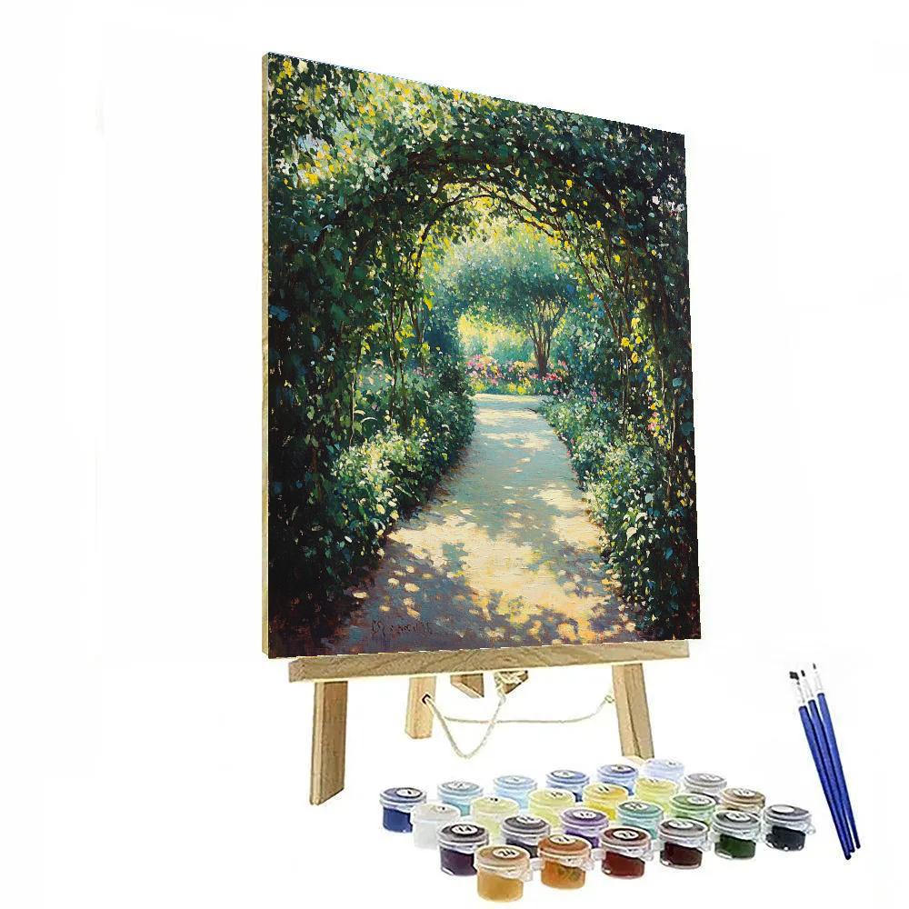 Claude Monet Inspired Garden Archway Dappled With Sun painting number kit
