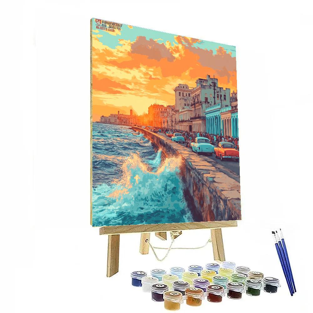 Evening Stroll On Malecon Havana Cuba Number painting