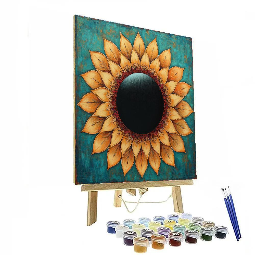 Frida Kahlo Inspired Solar Eclipse Marigold Spiral Numbered painting kits