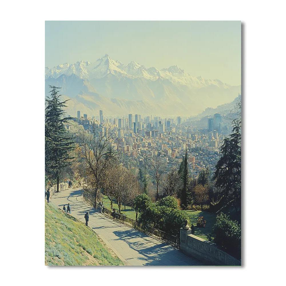 City Viewpoint From Cerro San Cristobal Santiago Chile Paint by numbers art