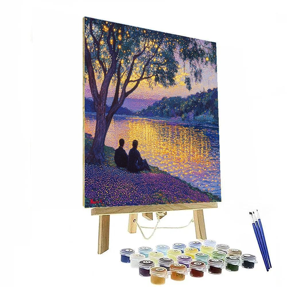 Georges Seurat Inspired Sunset Bathers paint by number