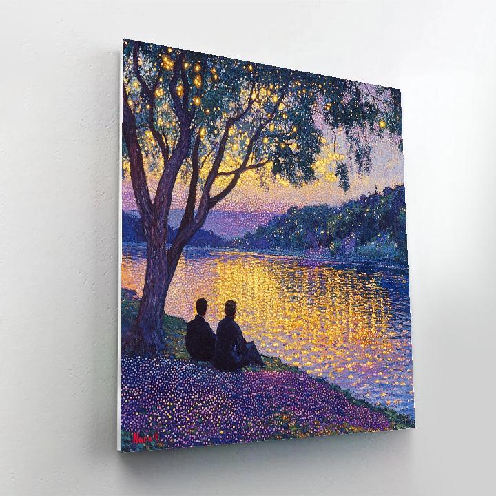 Georges Seurat Inspired Sunset Bathers paint by number