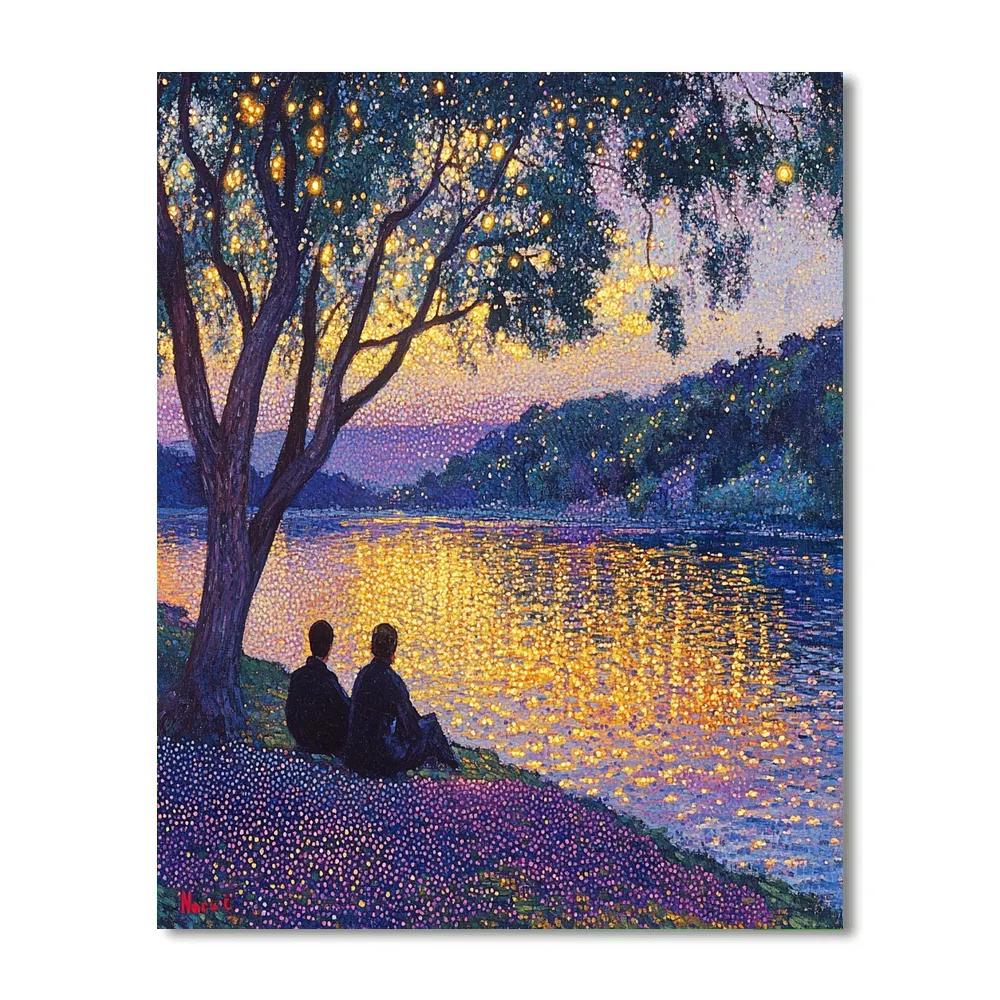 Georges Seurat Inspired Sunset Bathers paint by number
