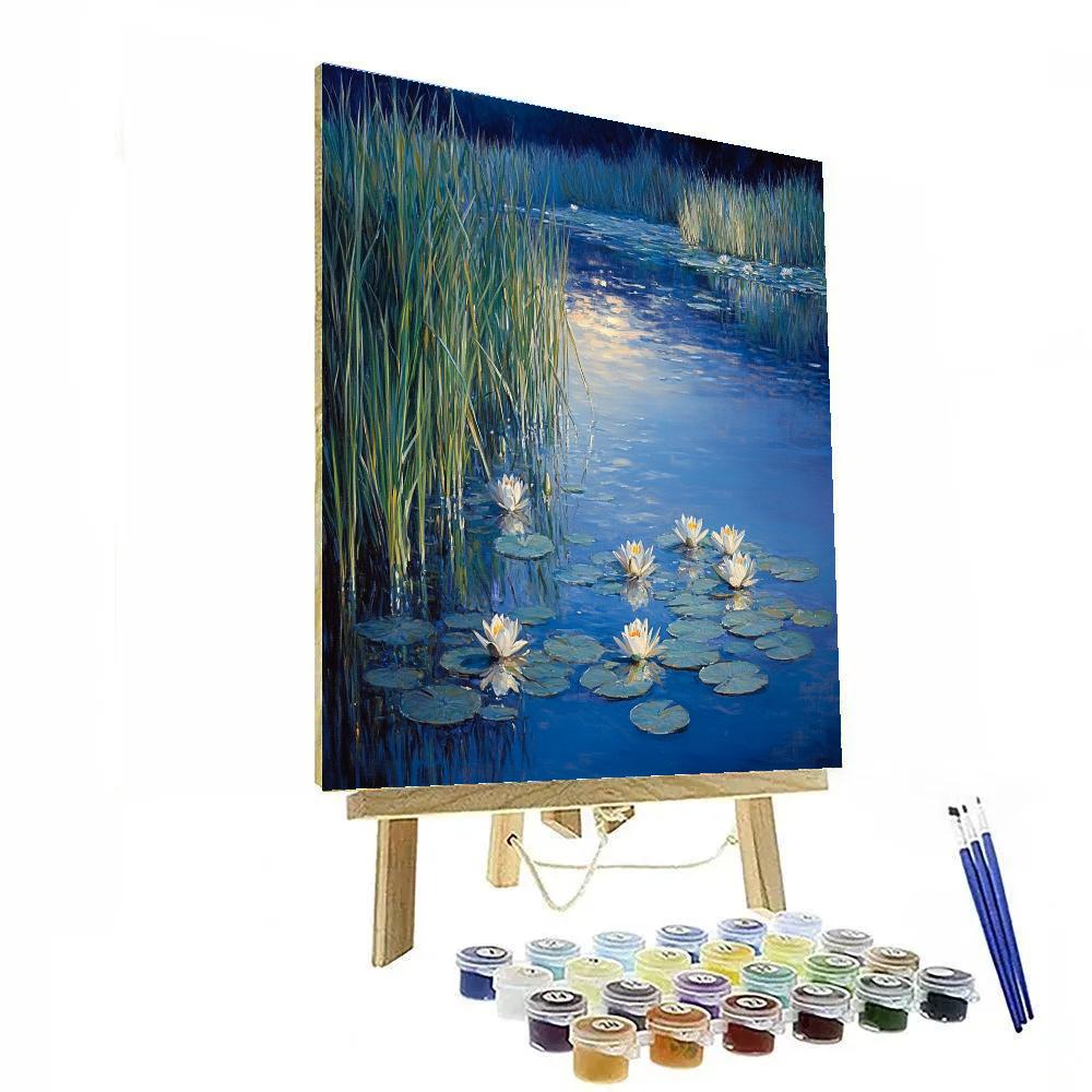 Claude Monet Inspired Lilies And Reeds In Evening Coolness Numbered painting kits