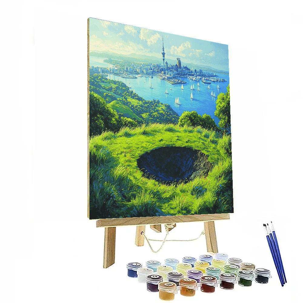 City And Harbor From Mount Eden Auckland New Zealand Paint by numbers art
