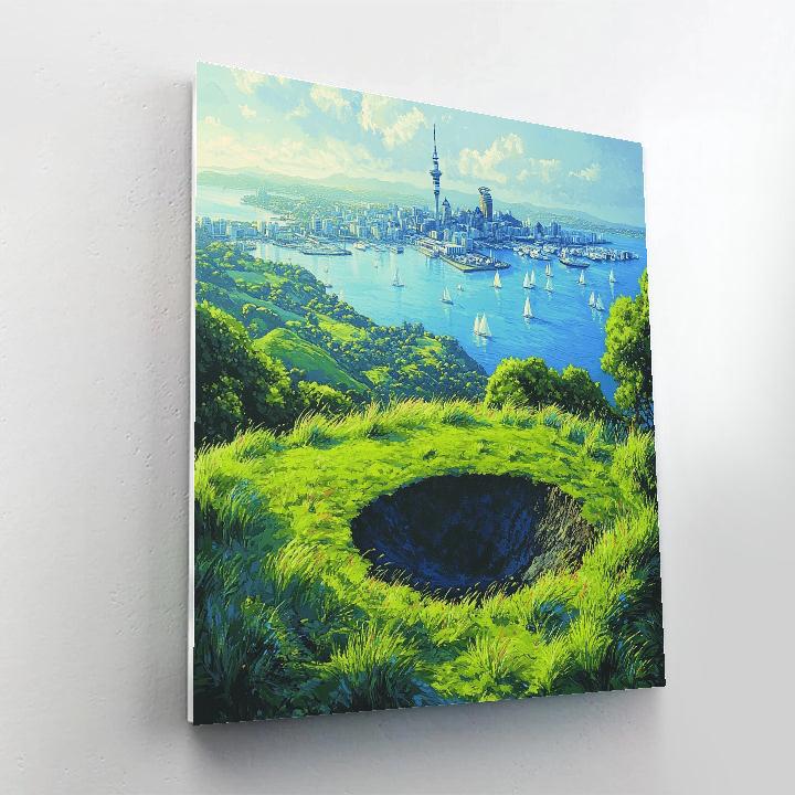 City And Harbor From Mount Eden Auckland New Zealand Paint by numbers art