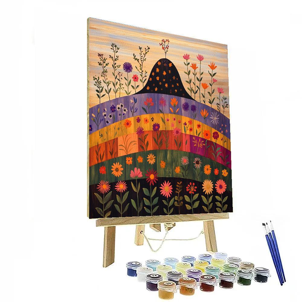 Frida Kahlo Inspired Volcano Bloom Memory Field Numbered painting kits