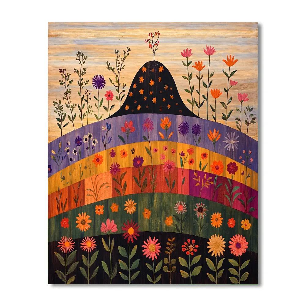 Frida Kahlo Inspired Volcano Bloom Memory Field Numbered painting kits