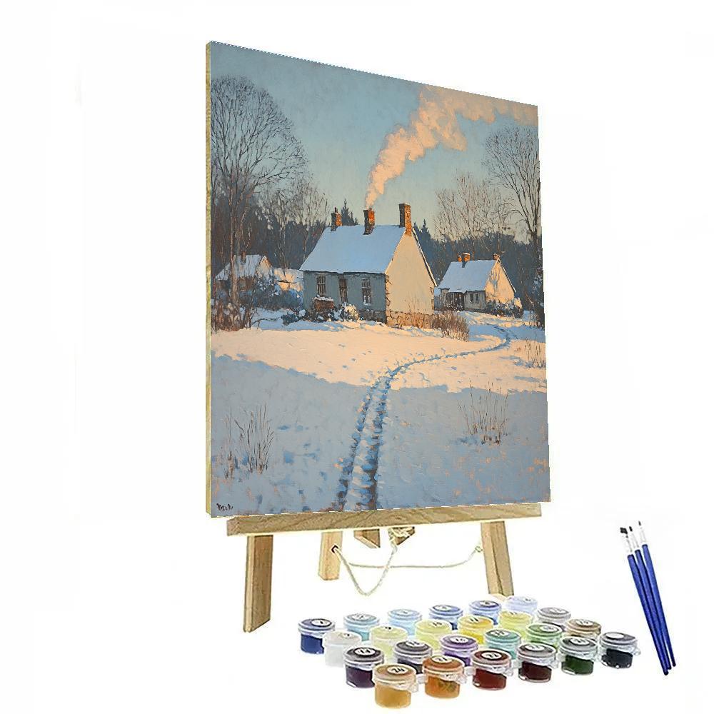 Camille Pissarro Inspired Snowy Village Street Number painting