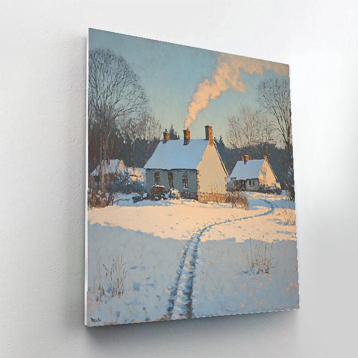Camille Pissarro Inspired Snowy Village Street Number painting
