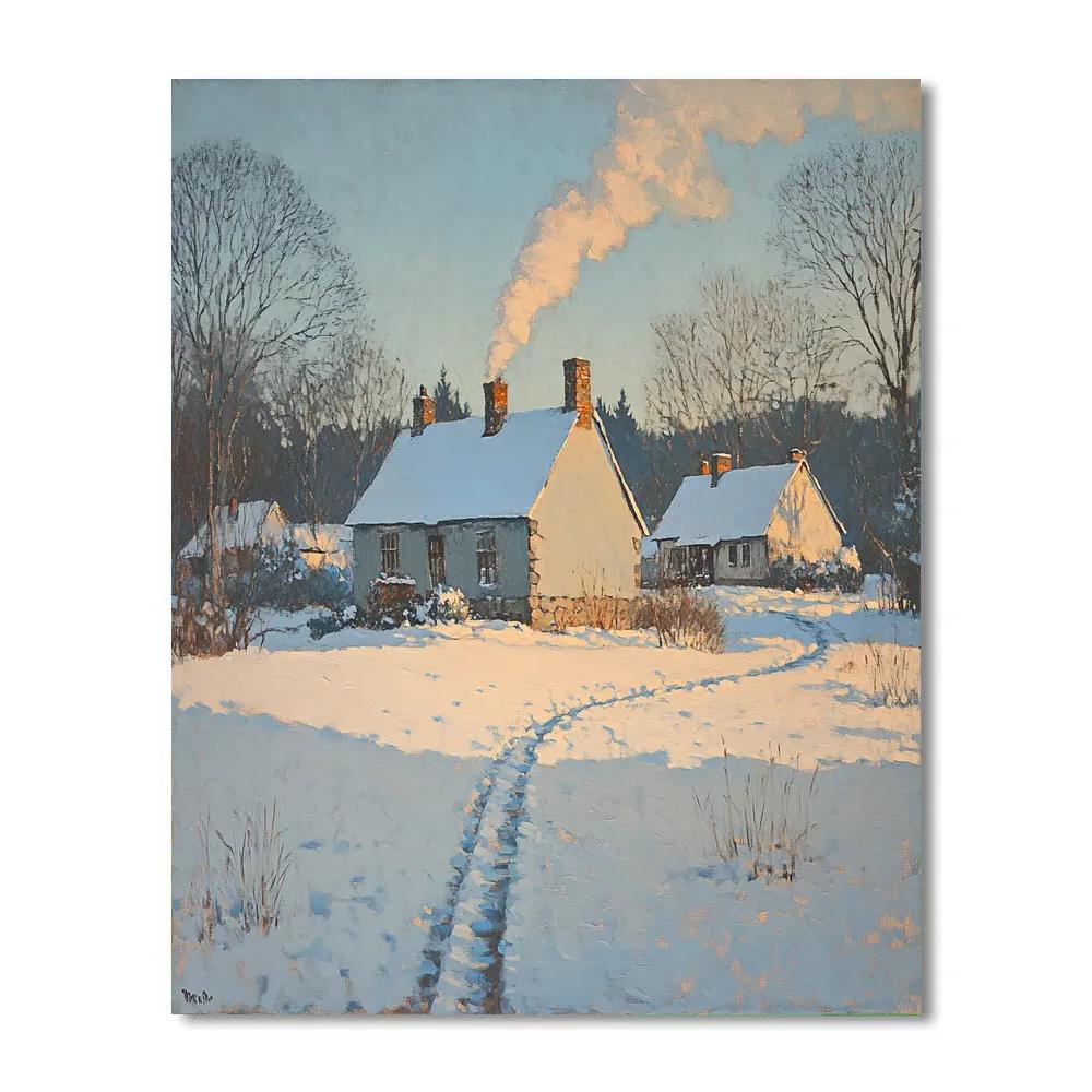 Camille Pissarro Inspired Snowy Village Street Number painting