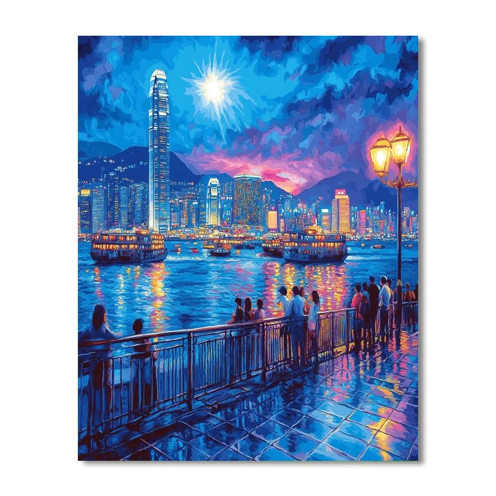 Evening On Tsim Sha Tsui Promenade Kowloon Hong Kong China Numbered painting kits