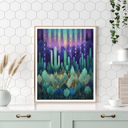 Frida Kahlo Inspired Aurora Cactus Lattice Paint by numbers kits