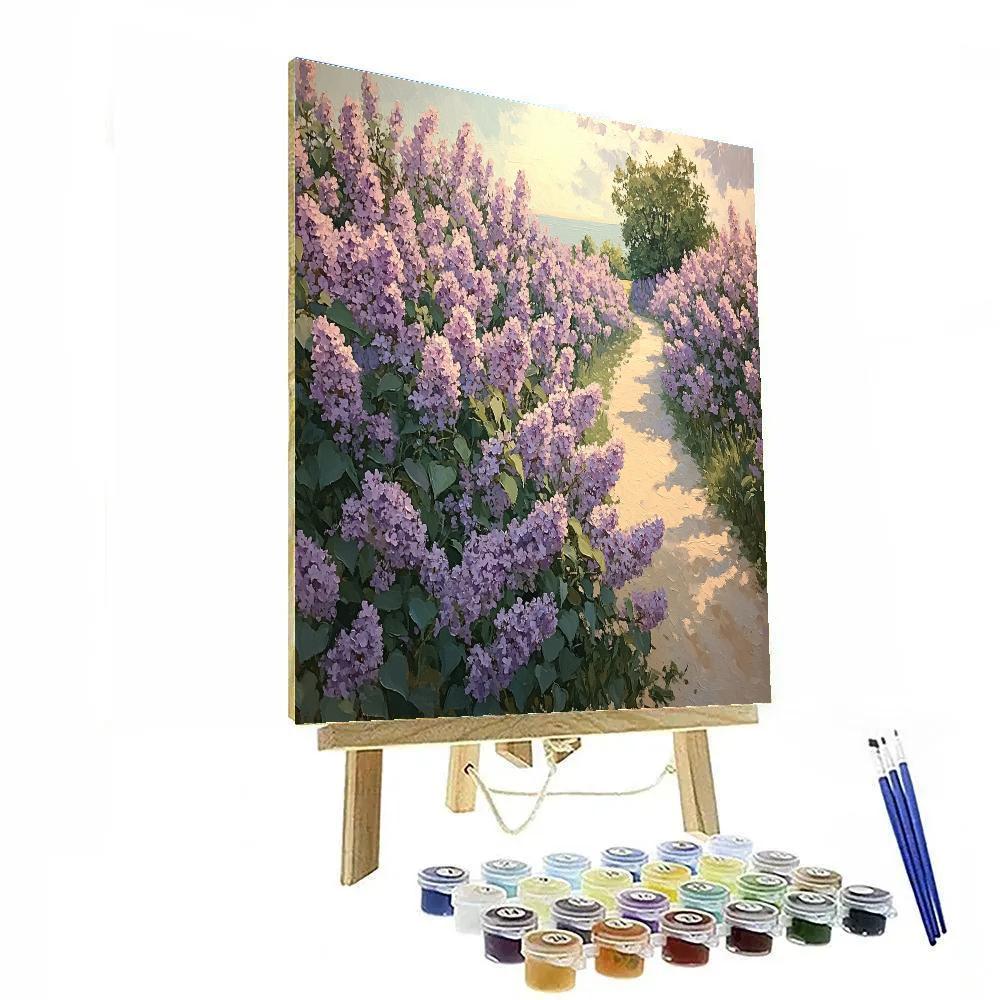 Claude Monet Inspired Spring Lilac Hedge Beside Path Paint by numbers kits