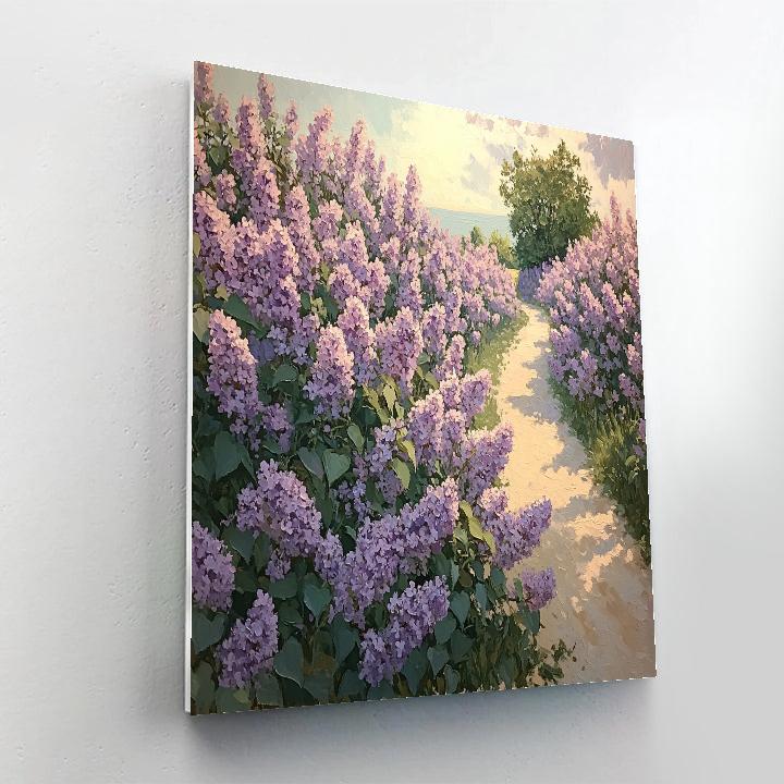 Claude Monet Inspired Spring Lilac Hedge Beside Path Paint by numbers kits