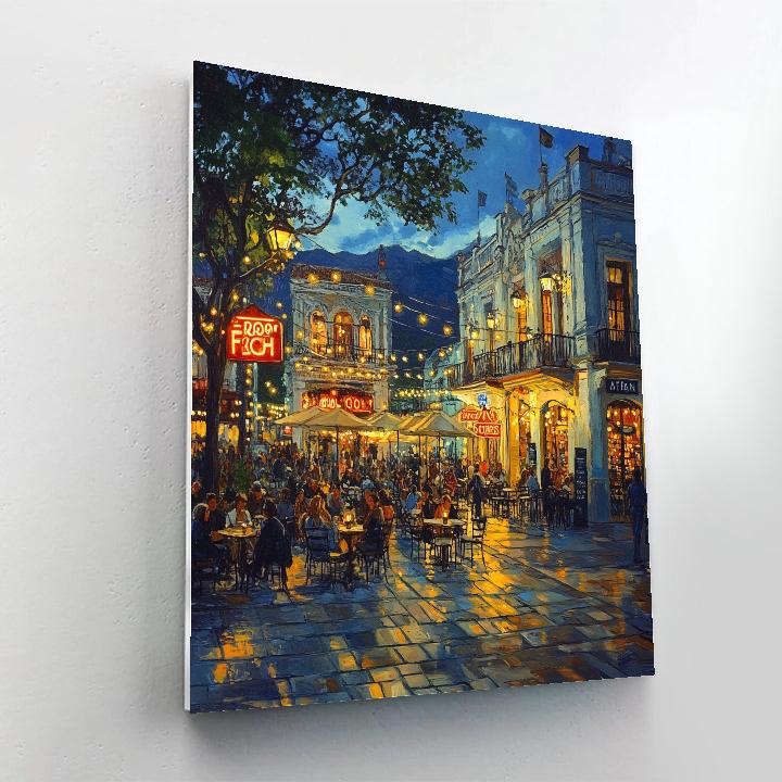 Lively Plaza Foch Nightlife Quito Ecuador paint by color