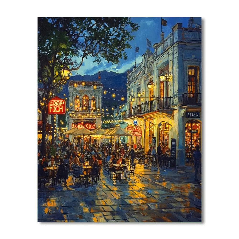 Lively Plaza Foch Nightlife Quito Ecuador paint by color