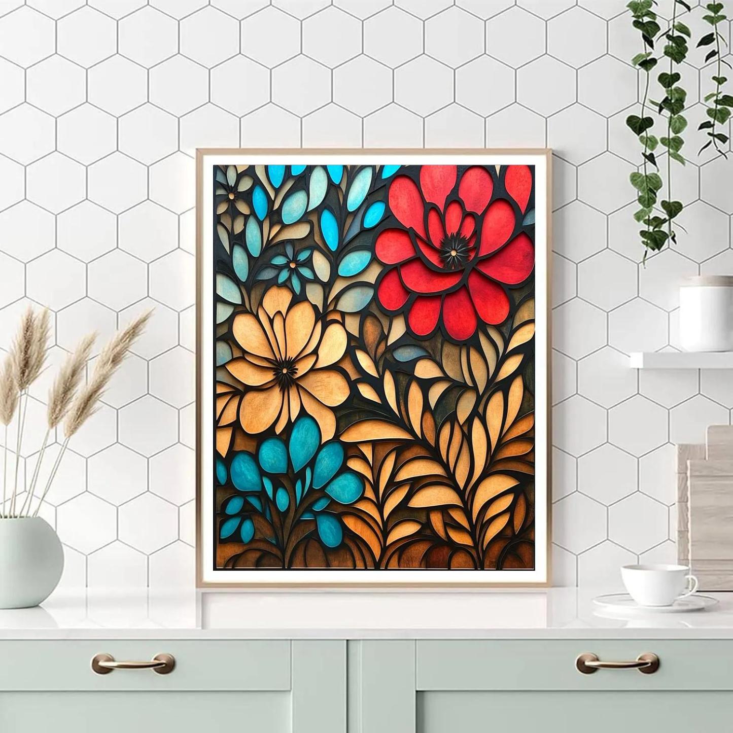 Frida Kahlo Inspired Constellation Papercut Botanica painting number kit