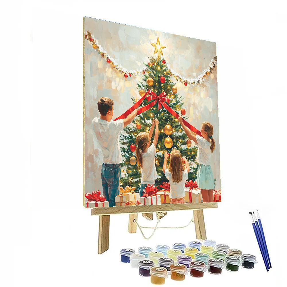Ribboned Tree Trimming Painting by numbers kit