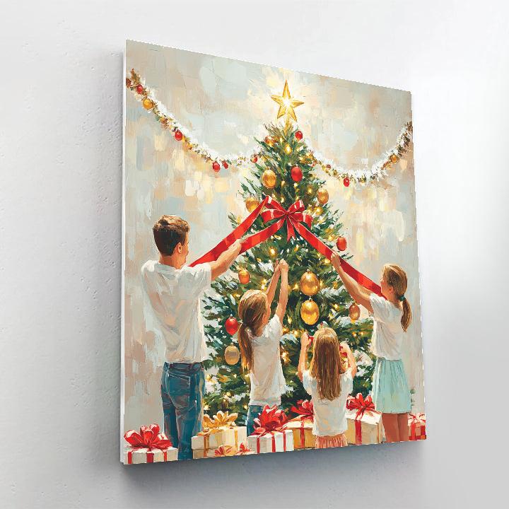 Ribboned Tree Trimming Painting by numbers kit