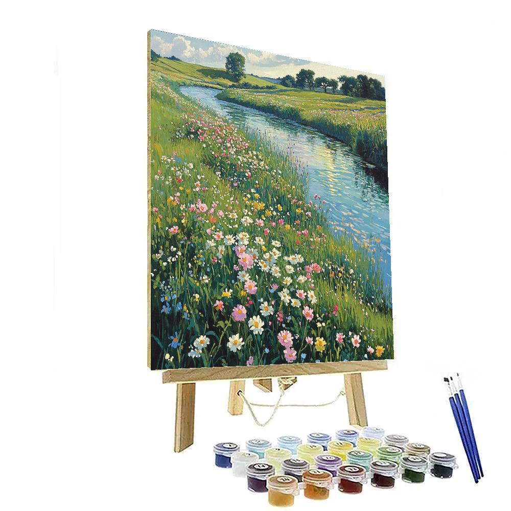 Claude Monet Inspired Riverbank Flower Meadow In June Number painting