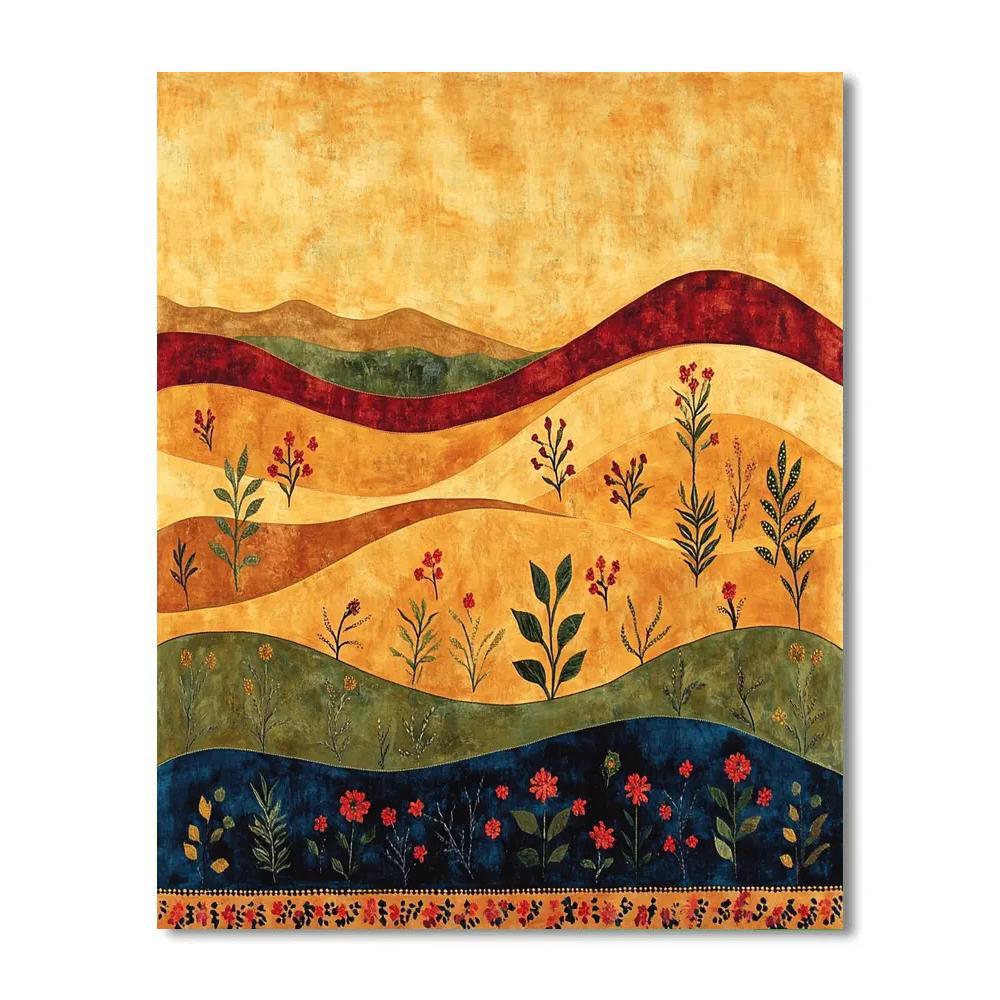 Frida Kahlo Inspired Desert Wind Embroidery Sky paint by color