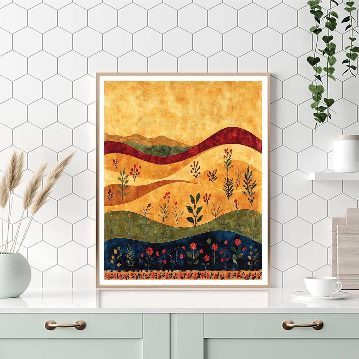 Frida Kahlo Inspired Desert Wind Embroidery Sky paint by color