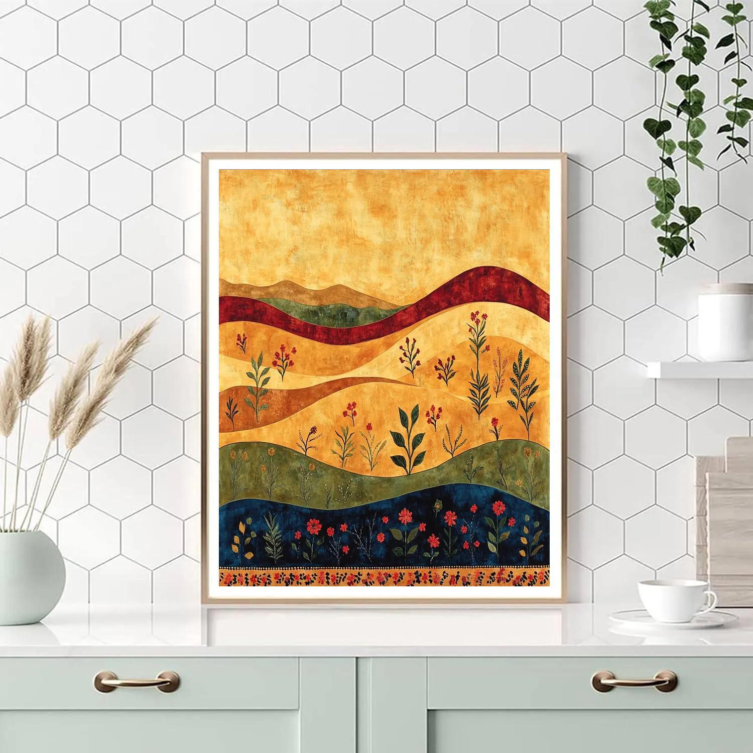 Frida Kahlo Inspired Desert Wind Embroidery Sky paint by color