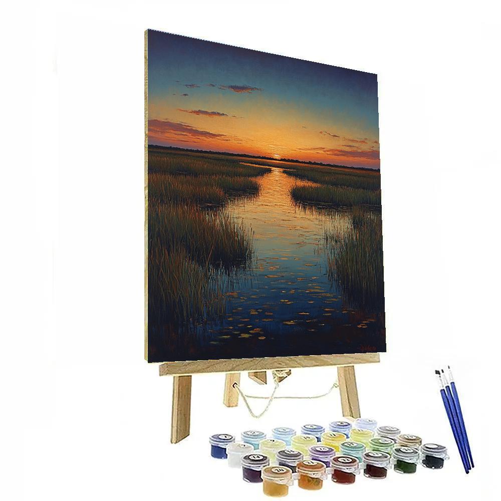Claude Monet Inspired Sunset Over Water Meadow Paint by numbers art