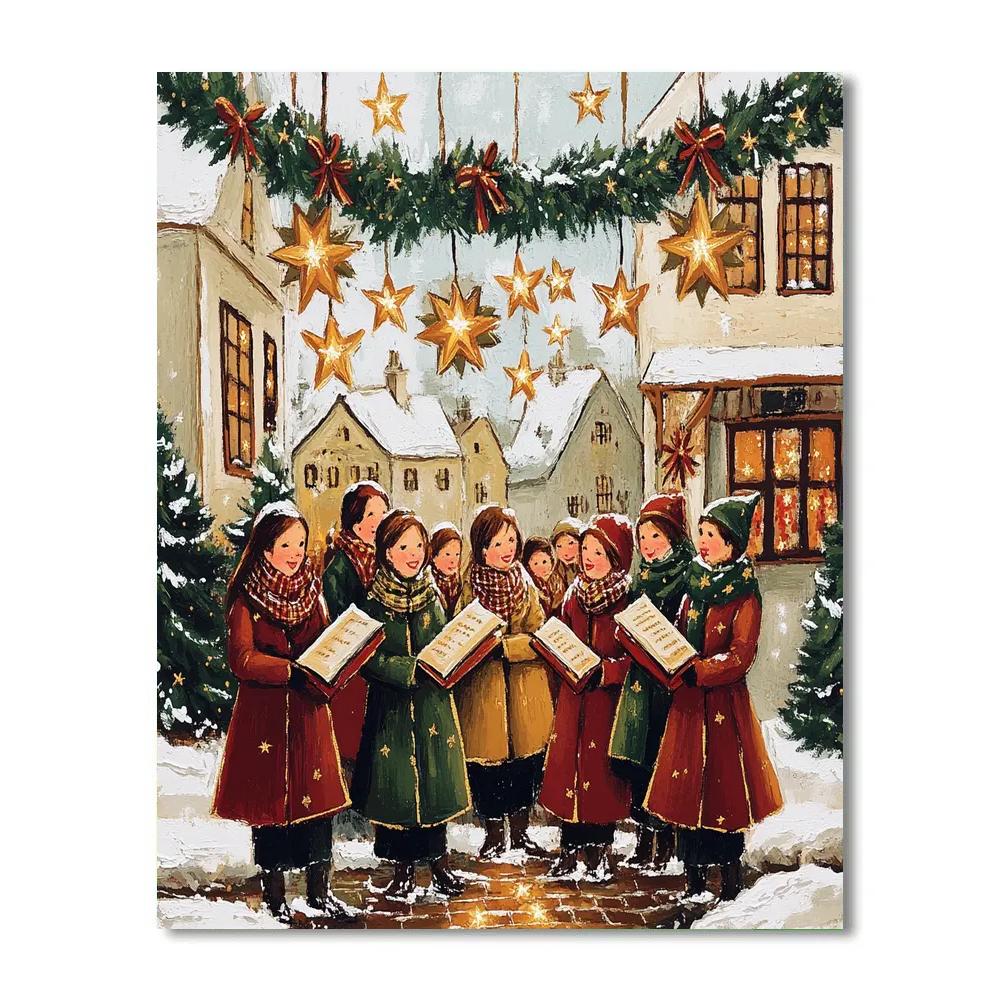 Carolers Under Star Garlands Painting by numbers kit