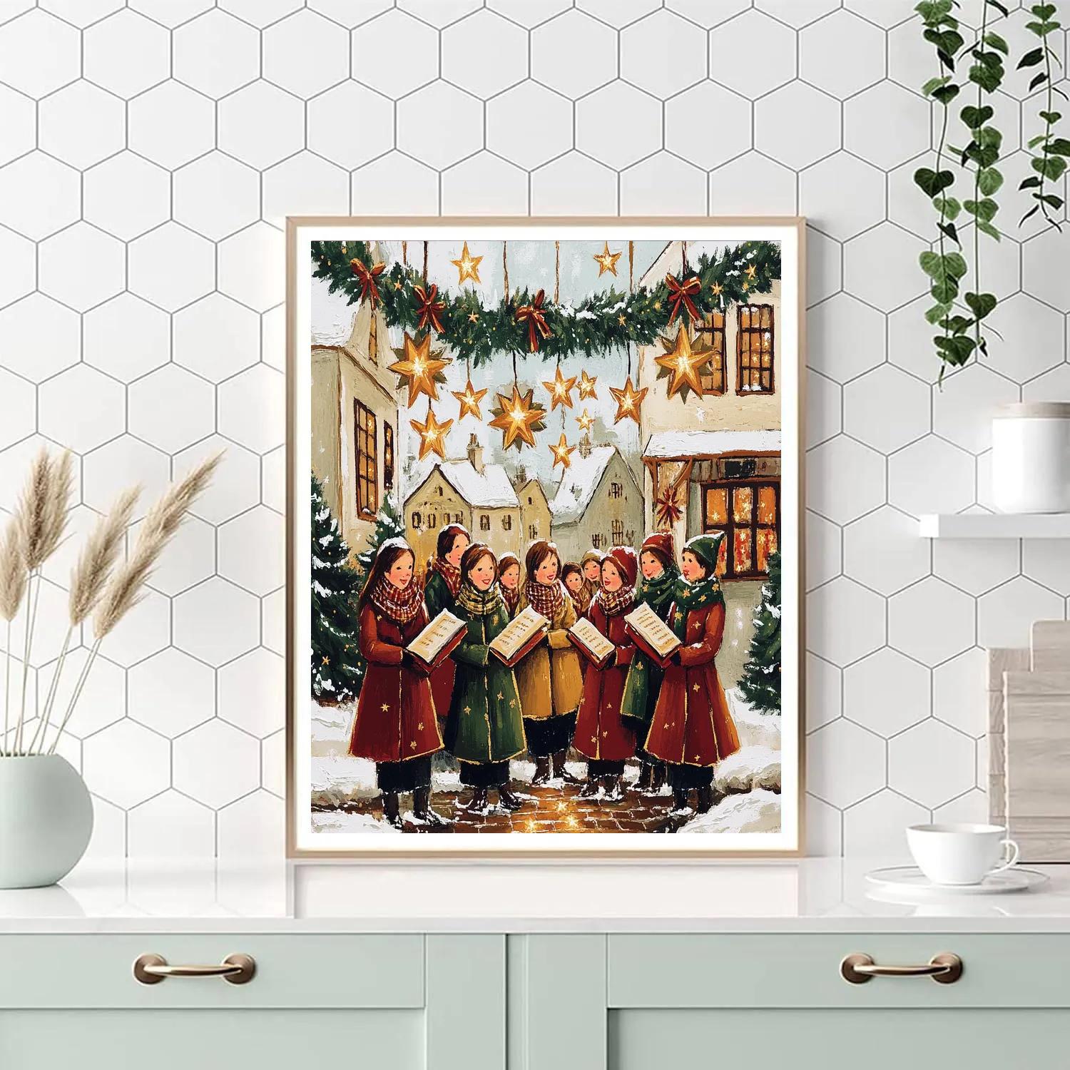 Carolers Under Star Garlands Painting by numbers kit