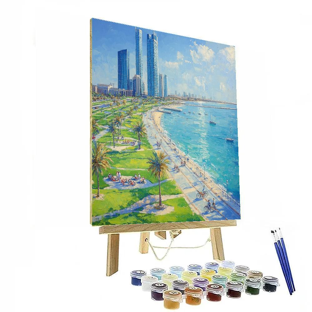 Corniche Waterfront Skyline Abu Dhabi United Arab Emirates Paint by numbers kits