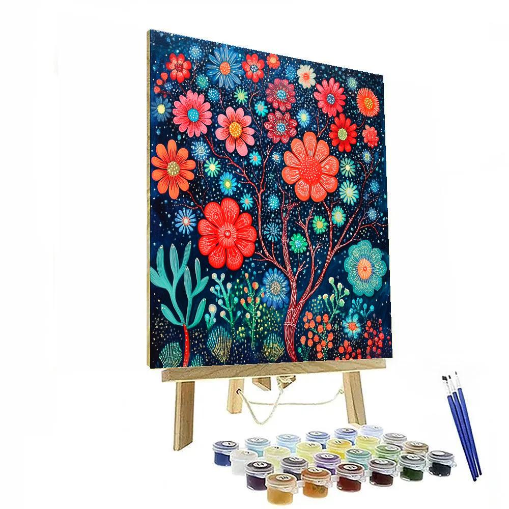 Frida Kahlo Inspired Coral Reef Of Night Flowers paint by numbers