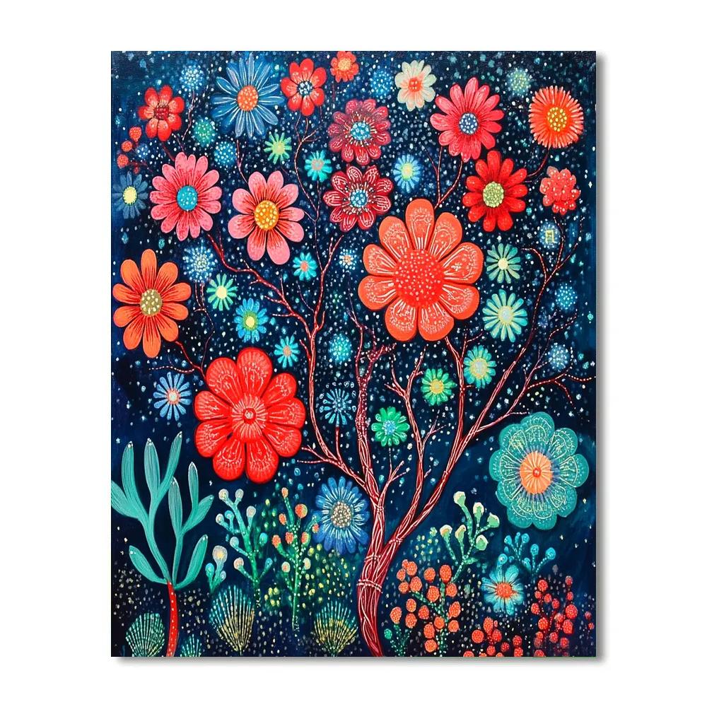 Frida Kahlo Inspired Coral Reef Of Night Flowers paint by numbers