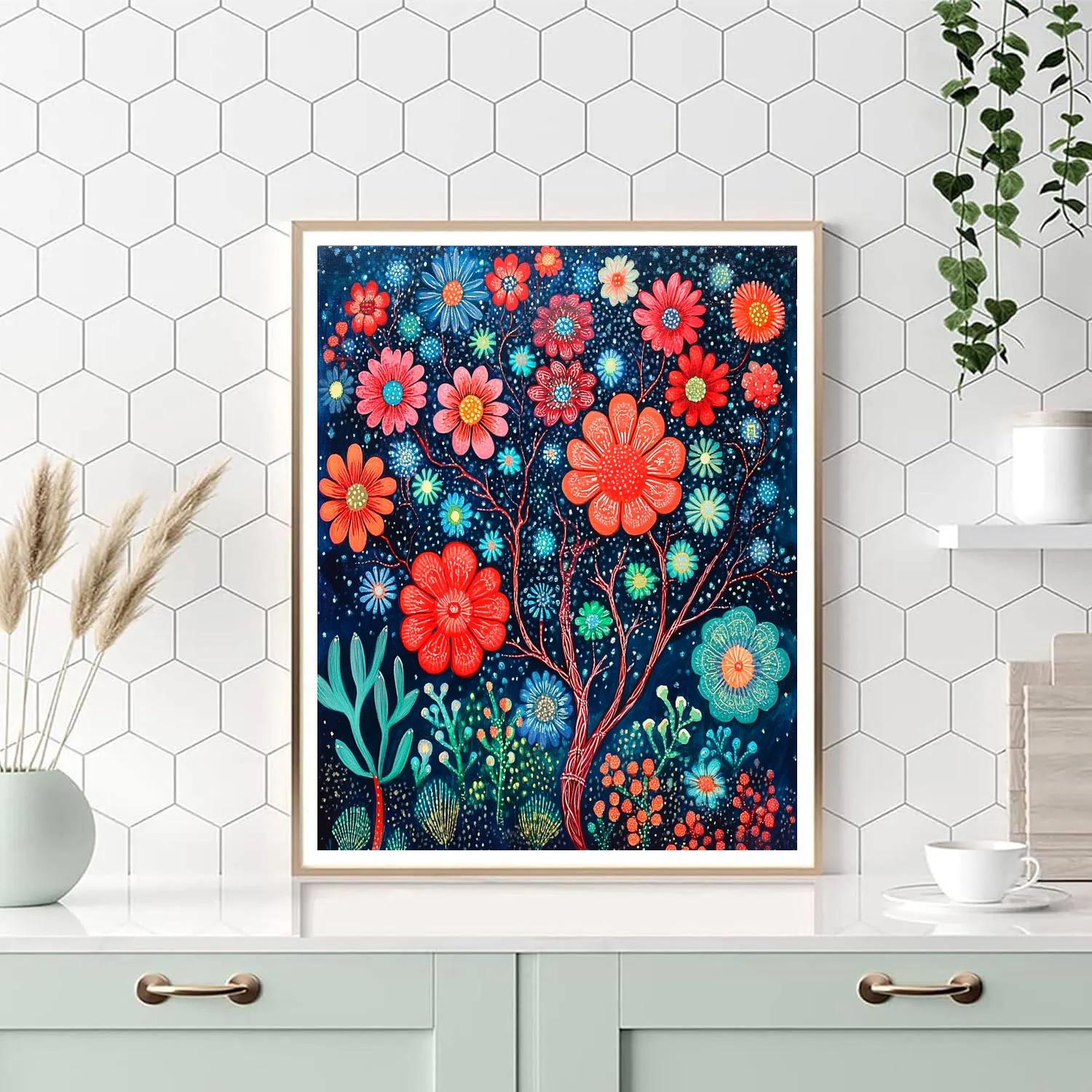 Frida Kahlo Inspired Coral Reef Of Night Flowers paint by numbers