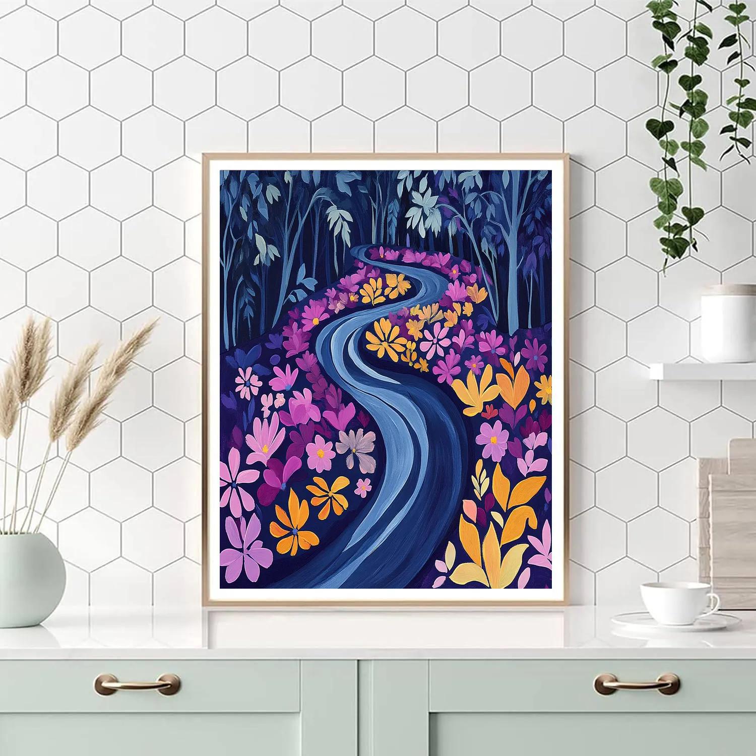 Frida Kahlo Inspired River Of Indigo Petals Painting by numbers kit