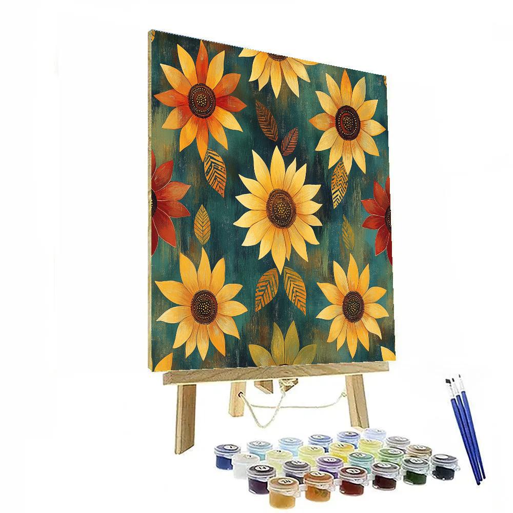 Frida Kahlo Inspired Time Dilation Sunflower Clockwork Pattern Painting by numbers kit