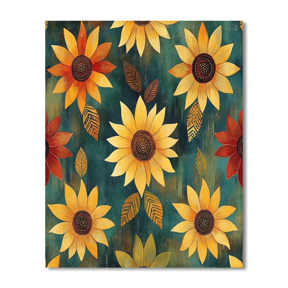 Frida Kahlo Inspired Time Dilation Sunflower Clockwork Pattern Painting by numbers kit