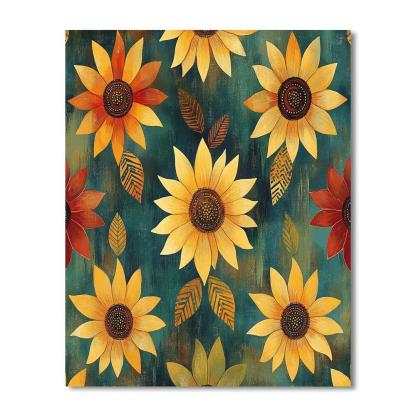 Frida Kahlo Inspired Time Dilation Sunflower Clockwork Pattern Painting by numbers kit