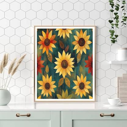 Frida Kahlo Inspired Time Dilation Sunflower Clockwork Pattern Painting by numbers kit