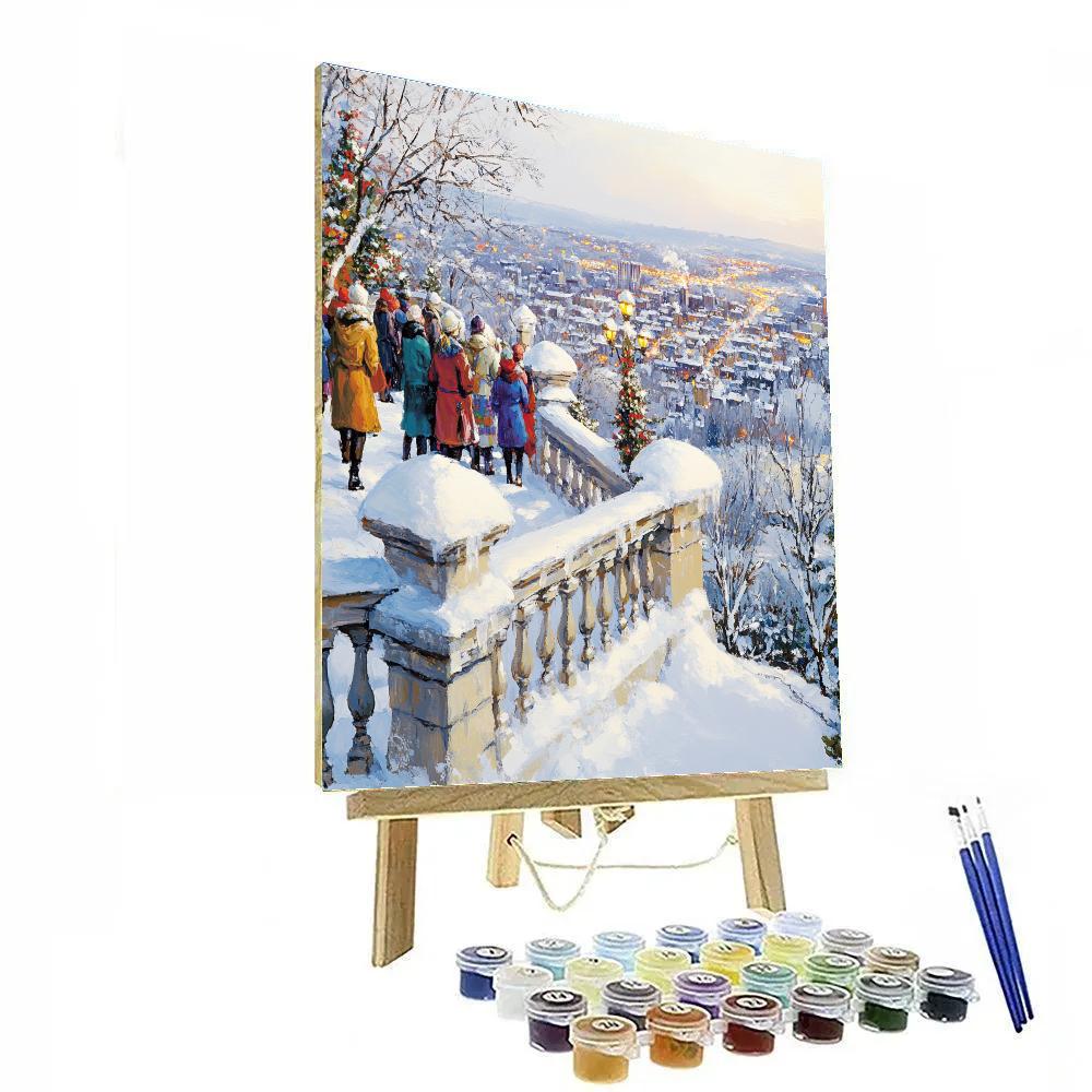 Snowy View From Mount Royal Chalet Montreal Canada Numbered painting kits