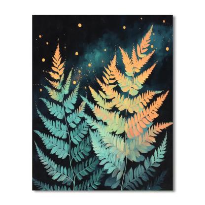 Frida Kahlo Inspired Comet Tail Feather Ferns paint by numbers