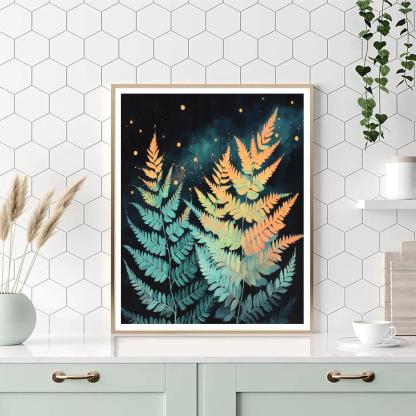 Frida Kahlo Inspired Comet Tail Feather Ferns paint by numbers