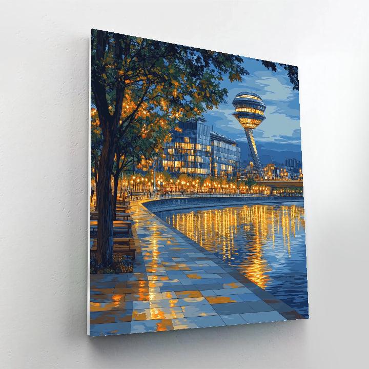 Riverfront Skyline Bratislava Slovakia paint by color